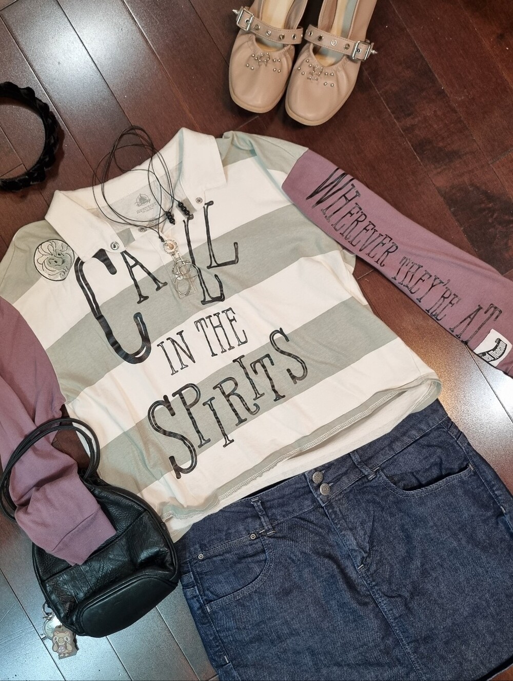 Disney | Haunted Mansion Cropped Striped Long Sleeve Tee